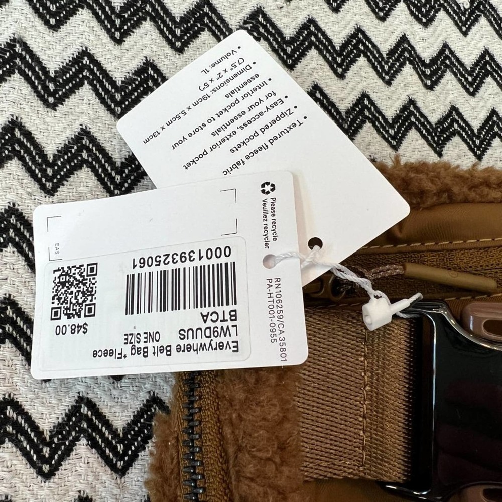NWT OG GUNMETAL hardware Burnt Caramel Sherpa OG Fleece Everywhere Belt … - Picture 7 of 13